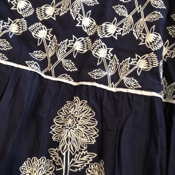Sue Sartor Navy Embroidered Flounce Skirt - Picture 3 of 4